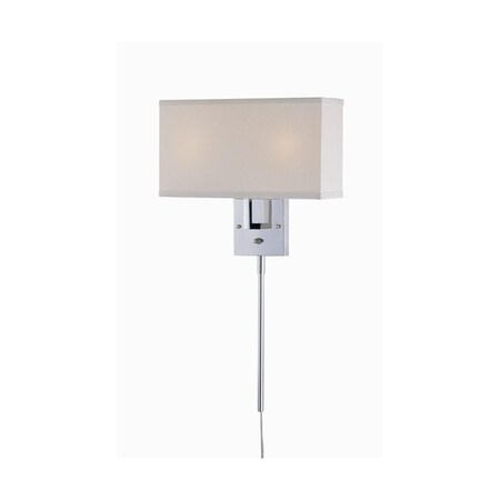 Lite Source Wall Lamp Chrome/White Fabric Shade E12 Type B 40Wx2 LS-16586C/WHT